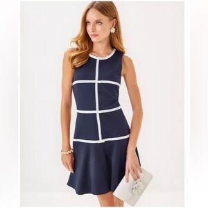 🆕Lilly Pulitzer Clancie Dress with white bow detail, Navy, Size 16, NWT
